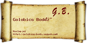 Golobics Bodó névjegykártya